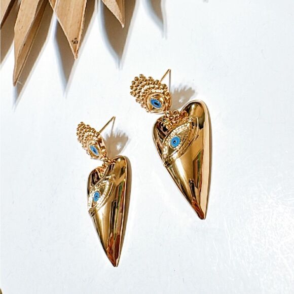 Evil eye dangle earrings M318 - Picture 4 of 5